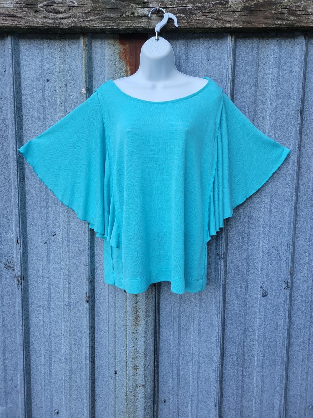 Belle By Kim Gravel Lightweight Aqua Batwing Women’s Top